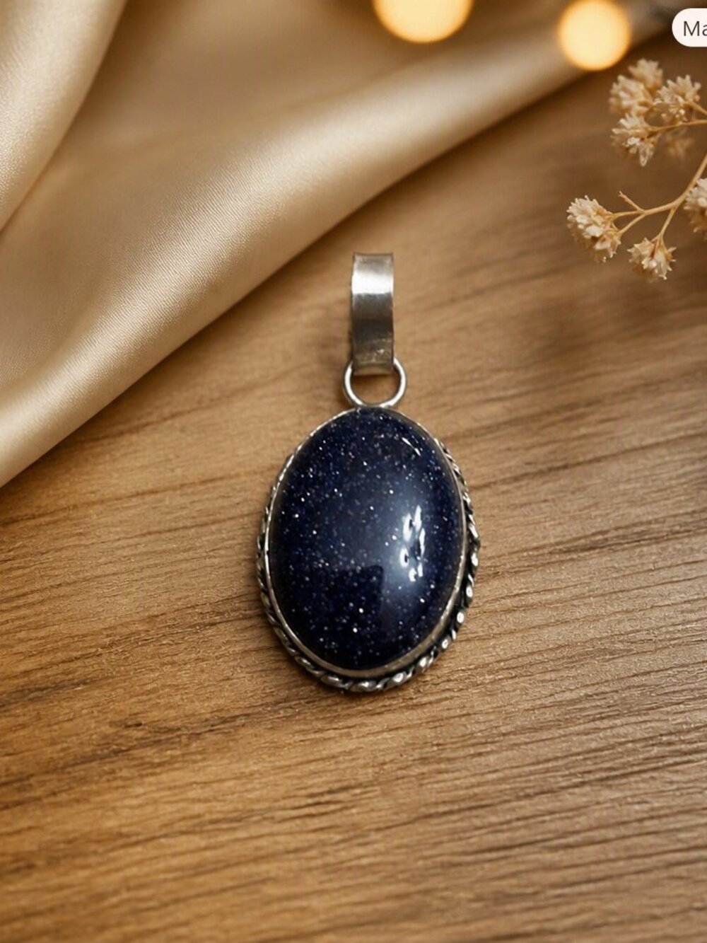 Deep Purple Goldstone Sterling Silver Pendant
